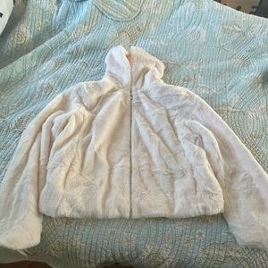 Faux fur bomber jacket.